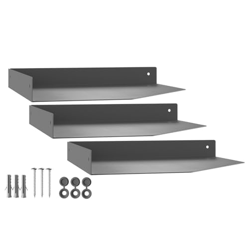 SOTECH 3er Set Design Eckregal HOVER-X 250 x 250 x 30 mm anthrazit, Wandmontage, Wandboard inkl. Befestigungsset, modernes Wandboard für Bad Küche oder Wohnzimmer von SOTECH