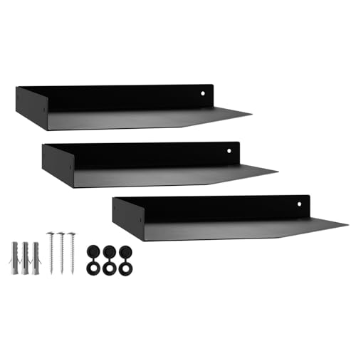 SOTECH 3er Set Design Eckregal HOVER-X 250 x 250 x 30 mm schwarz, Wandmontage, Schweberegal inkl. Befestigungsset, modernes Wandboard für Bad Küche oder Wohnzimmer von SOTECH