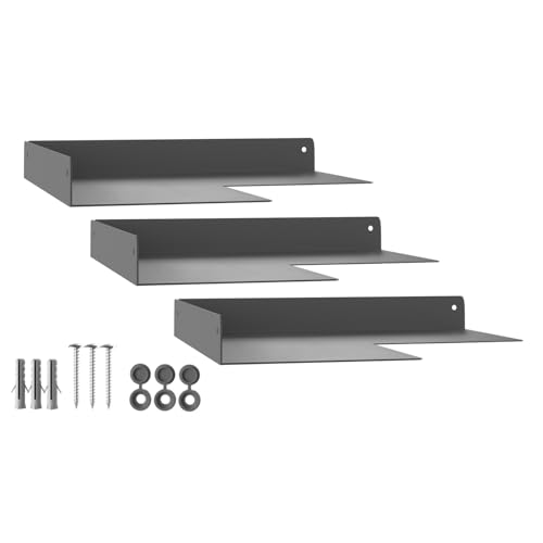 SOTECH 3er Set Design Eckregal HOVER-XII 250 x 250 x 30 mm anthrazit, Wandmontage, Wandboard inkl. Befestigungsset, modernes Wandboard für Bad Küche oder Wohnzimmer von SOTECH