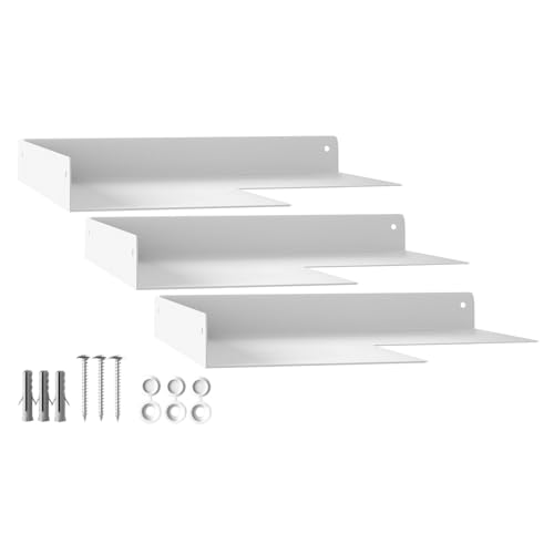 SOTECH 3er Set Design Eckregal HOVER-XII 250 x 250 x 30 mm weiß, Wandmontage, Bücherregal inkl. Befestigungsset, modernes Wandboard für Bad Küche oder Wohnzimmer von SOTECH