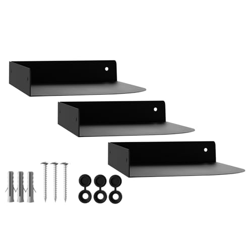 SOTECH 3er Set Design Eckregal HOVER-XIII 200 x 150 x 30 mm schwarz, Wandmontage, Schweberegal inkl. Befestigungsset, modernes Wandboard für Bad Küche oder Wohnzimmer von SOTECH