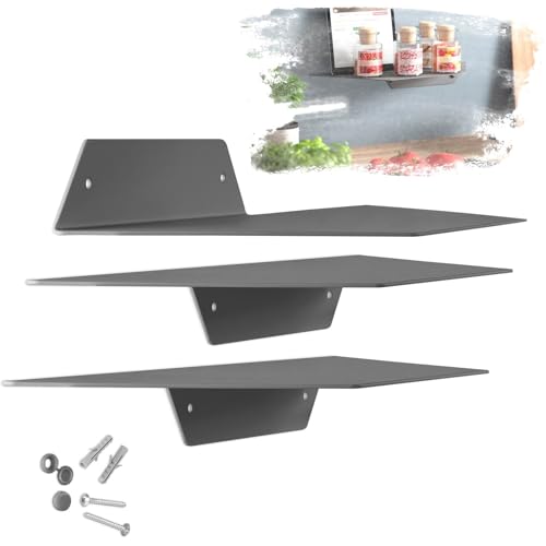 SOTECH 3er Set Design Schwebe-Regal Hover-II 350 x 130 x 40 mm anthrazit, Wandmontage, Bücherregal inkl. Befestigungsset, Moderne Ablage für Bad Küche oder Wohnzimmer von SOTECH
