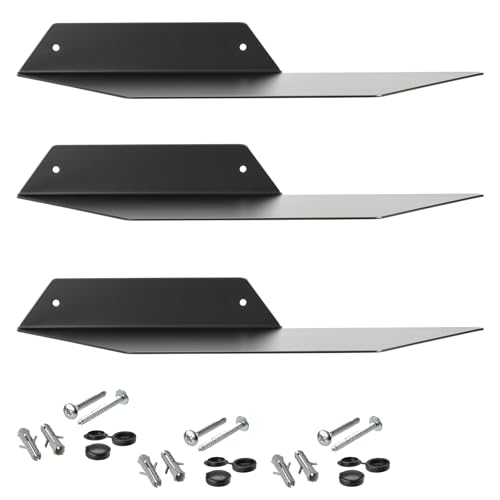 SOTECH 3er Set Design Schwebe-Regal Hover-II 350 x 130 x 40 mm schwarz, Wandmontage, Bücherregal inkl. Befestigungsset, Moderne Ablage für Bad Küche oder Wohnzimmer von SOTECH