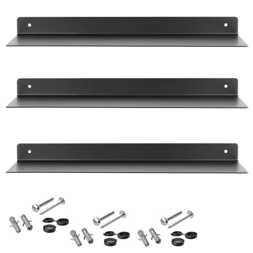 SOTECH 3er Set Design Schwebe-Regal Hover-III 350 x 130 x 30 mm schwarz, Wandmontage, Wandregal inkl. Befestigungsset, Moderne Duschablage für Bad Küche oder Wohnzimmer von SOTECH