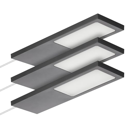 SOTECH 3er Set LED-Möbelleuchte GIULIA II ohne Sensor schwarz, 2700K warmweiß inkl. Trafo & Verteiler Unterbauleuchte Schrankleuchte Vitrinenbeleuchtung von SOTECH