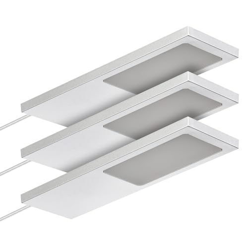 SOTECH 3er Set LED-Möbelleuchte GIULIA II ohne Sensor silbergrau, 2700K warmweiß inkl. Trafo & Verteiler Unterbauleuchte Schrankleuchte Vitrinenbeleuchtung von SOTECH