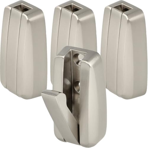 SOTECH 4 Stück Aufbau-Klapphaken HIPPO Edelstahloptik mit Feder Garderobenhaken aus Metall, platzsparendes Design ideal für enge Räume wie im Caravan, automatisches Schließen bei Nichtverwendung von SOTECH