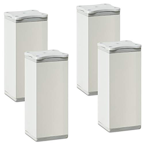 SOTECH 4 Stück Möbelfüße Quebec 100 mm (+ 10 mm) 40x40 mm Silberoptik eloxiert höhenverstellbare Stützfüße aus Aluminium von SOTECH