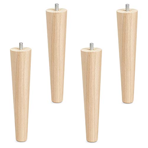 SOTECH 4er Set Möbelfüße Buche roh H 200 mm/konisch Ø 45/25 mm mit Gewindestift M8 von SOTECH