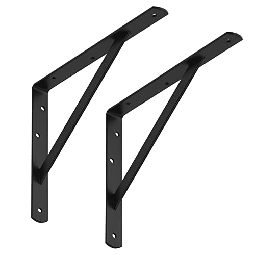 SOTECH 4er Set Regalkonsolen (300 x 225 x 30 mm, schwarz, pulverbeschichtet), Regalträger mit Querstrebe zur Stabilisierung von SOTECH