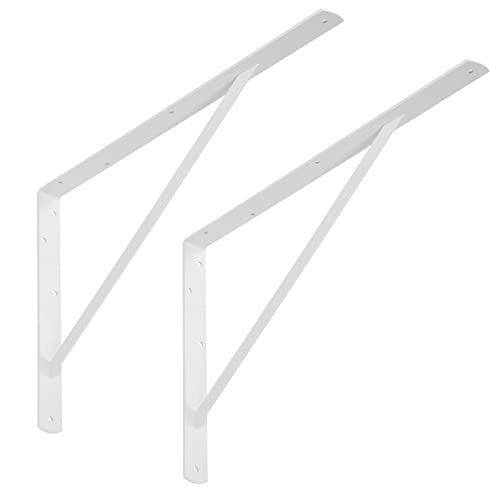 SOTECH 4er Set Regalkonsolen (600 x 375 x 40 mm, weiß, pulverbeschichtet), Regalbodenträger mit Querstrebe zur Stabilisierung von SOTECH