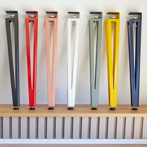 SOTECH 4er Set Tischbein ColorLine in F-Form Höhe 464 mm verstellbar gelb konisch zulaufend von 70 auf 40 mm mit Klemmschraube (ohne Bohren) für Beistelltisch, Couchtisch, Bank von SOTECH