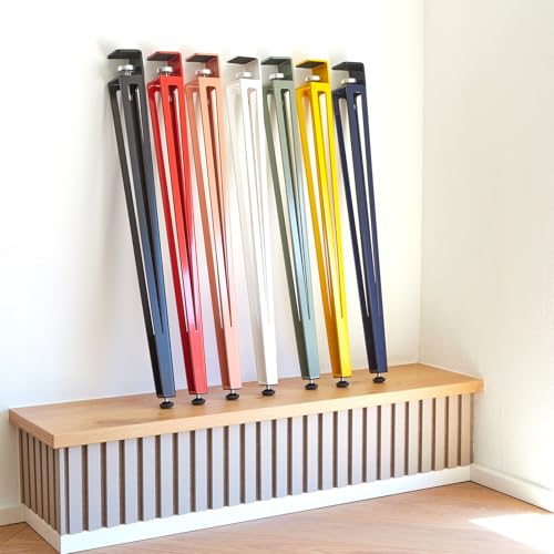 SOTECH 4er Set Tischbein ColorLine in F-Form Höhe 745 mm verstellbar schwarz matt konisch zulaufend von 70 auf 40 mm mit Klemmschraube (ohne Bohren) für Küchentisch, Esstisch, Bürotisch von SOTECH