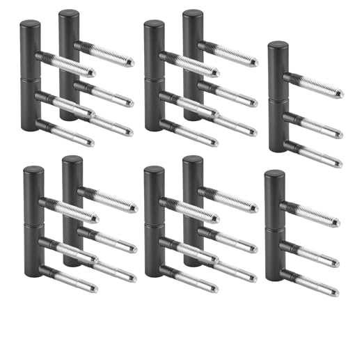 SOTECH 5 Paar Türbänder OLAV 2-teilig mit 3 Gewindebolzen (Ø 15 mm, Stahl, schwarz pulverbeschichtet, DIN-konform, Nylon-Gleitlager, bis 60 kg Tragkraft) Zargenband für Innentüren zum Einbohren von SOTECH