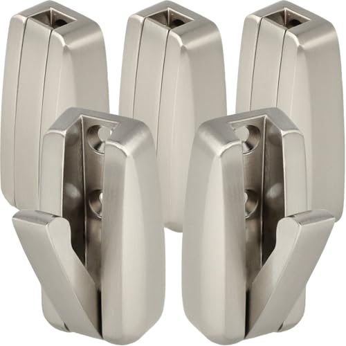 SOTECH 5 Stück Aufbau-Klapphaken HIPPO Edelstahloptik mit Feder Garderobenhaken aus Metall, platzsparendes Design ideal für enge Räume wie im Caravan, automatisches Schließen bei Nichtverwendung von SOTECH