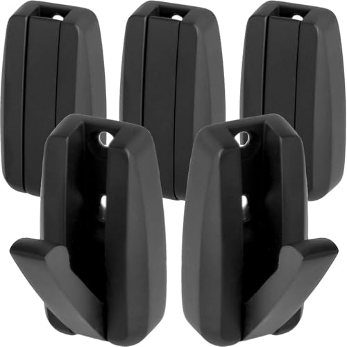 SOTECH 5 Stück Aufbau-Klapphaken HIPPO schwarz matt mit Feder Garderobenhaken aus Metall, platzsparendes Design ideal für enge Räume wie im Caravan, automatisches Schließen bei Nichtverwendung von SOTECH