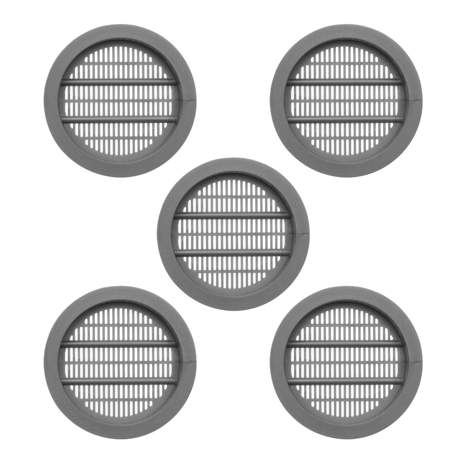 SOTECH 5 Stück Lüftungsrosette Ø49 mm aus Kunststoff Zum Einlassen Silbergrau von SOTECH