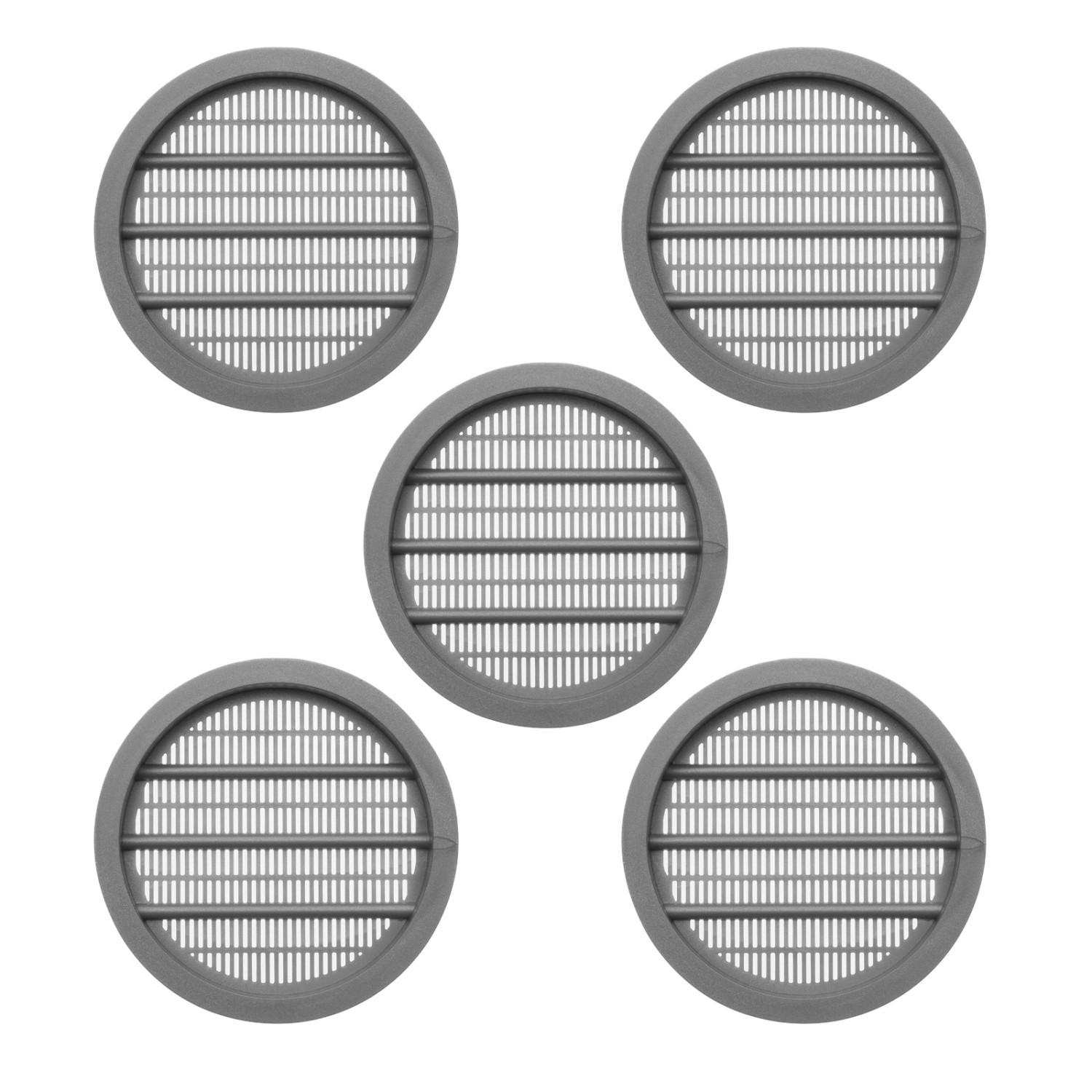 SOTECH 5 Stück Lüftungsrosette Ø65 mm aus Kunststoff Zum Einlassen Silbergrau von SOTECH