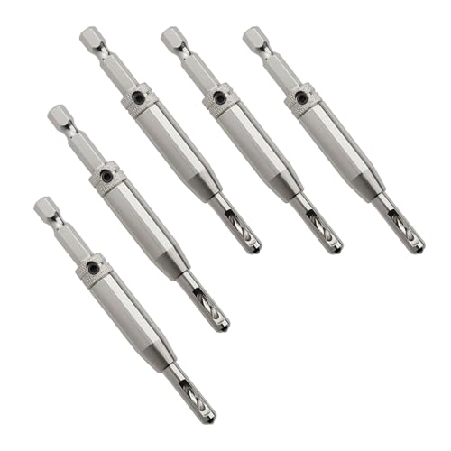 SOTECH 5 Stück Zentrierbohrer Ø 2,7 mm HSS4241 Stahl mit Sechskantschaft Topfband Holzbohrer Montagehilfe mit gefederter Führungshülse zum Vorbohren von Holzschrauben mit 3,5 mm Durchmesser SOTECH 5 Stück Zentrierbohrer Ø 2,7 mm HSS4241 Stahl mit Sechskantschaft Topfband Holzbohrer Montagehilfe mit gefederter Führungshülse zum Vorbohren von Holzschrauben mit 3,5 mm Durchmesser von SOTECH