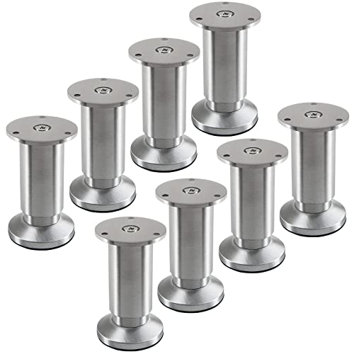 SOTECH 8 Stück Möbelfüße Terra Höhe 100 mm Alu gebürstet Tischfüße höhenverstellbar bis max. 15 mm, belastbar bis 250 kg/je Fuß von SOTECH