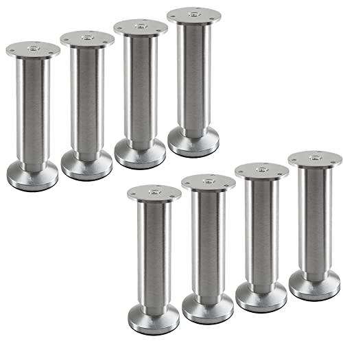 SOTECH 8 Stück Möbelfüße Terra Höhe 150 mm Alu gebürstet Bettfüße höhenverstellbar bis max. 15 mm, belastbar bis 250 kg/je Fuß von SOTECH