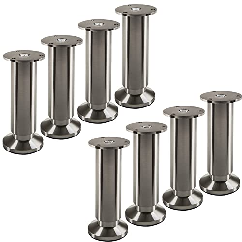SOTECH 8 Stück Möbelfüße Terra Höhe 150 mm Edelstahloptik gebürstet Stützfüße höhenverstellbar bis max. 15 mm, belastbar bis 250 kg/je Fuß von SOTECH