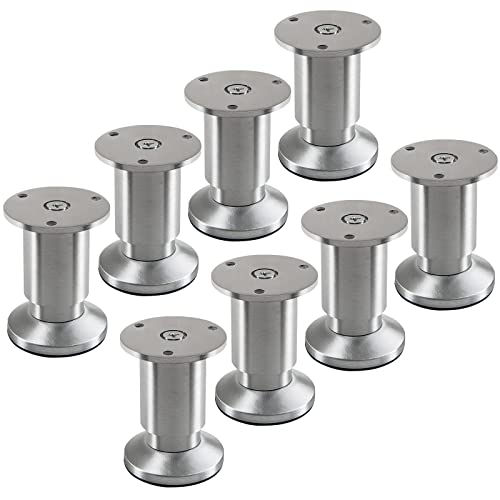 SOTECH 8 Stück Möbelfüße Terra Höhe 80 mm Alu gebürstet Schrankbeine höhenverstellbar bis max. 15 mm, belastbar bis 250 kg/je Fuß von SOTECH