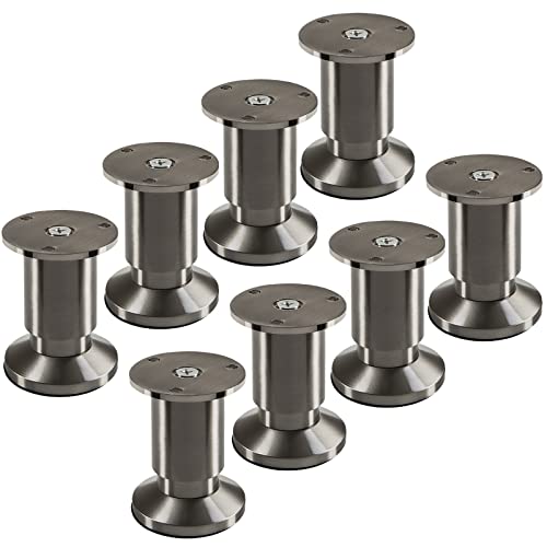 SOTECH 8 Stück Möbelfüße Terra Höhe 80 mm Edelstahloptik gebürstet Sofafüße höhenverstellbar bis max. 15 mm, belastbar bis 250 kg/je Fuß von SOTECH