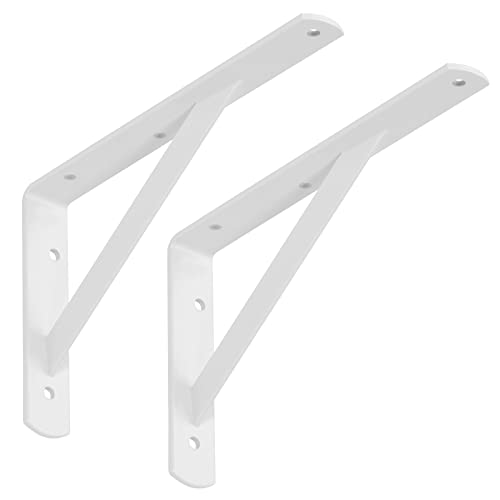 SOTECH 8er Set Regalkonsolen (250 x 150 x 30 mm, weiß, pulverbeschichtet), Garderobenhalter mit Querstrebe zur Stabilisierung von SOTECH