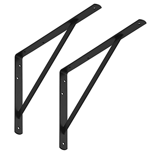 SOTECH 8er Set Regalkonsolen (400 x 275 x 30 mm, schwarz, pulverbeschichtet), Wandkonsolen mit Querstrebe zur Stabilisierung von SOTECH