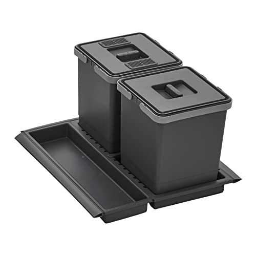 SOTECH Abfallsammler Draw 10+10L Mülleimer mit Deckel Abfallsystem für Auszug Korpusbreite 50 cm von SOTECH