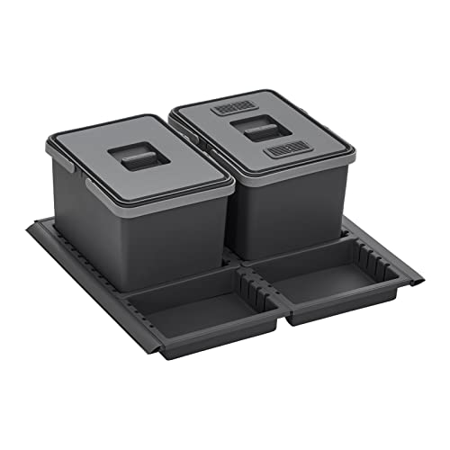 SOTECH Abfallsammler Draw 12+12L Abfalleimer mit Deckel Abfallsystem für Auszug Korpusbreite 60 cm von SOTECH