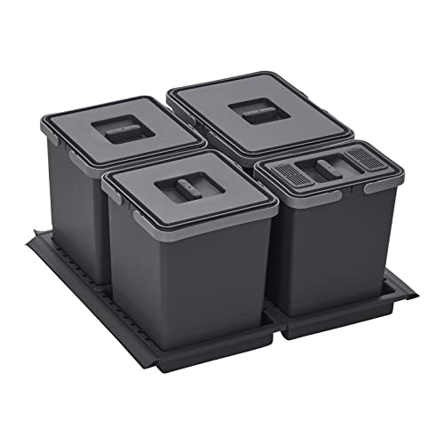 SOTECH Abfallsammler Draw 15+10+10+6L Abfalltrennsystem mit Deckel Abfallsystem für Korpusbreite 60 cm von SOTECH