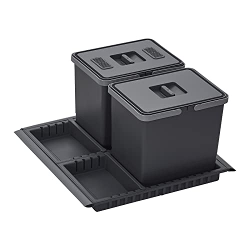 SOTECH Abfallsammler Draw 15+15L Mülleimer mit Deckel Abfallsystem für Auszug Korpusbreite 60 cm von SOTECH