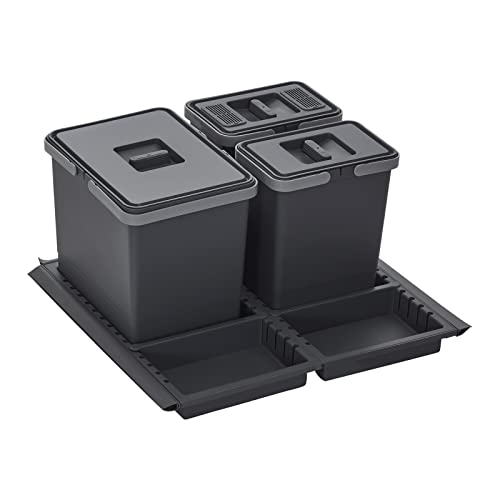 SOTECH Abfallsammler Draw 15+6+6L Abfalleimer mit Deckel Abfallsystem für Auszug Korpusbreite 60 cm von SOTECH