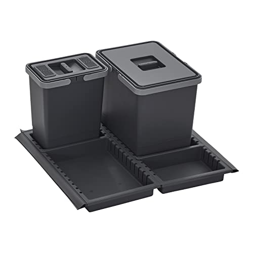 SOTECH Abfallsammler Draw 15+6L Abfalleimer mit Deckel für Abfallsystem Auszug Korpusbreite 60 cm von SOTECH
