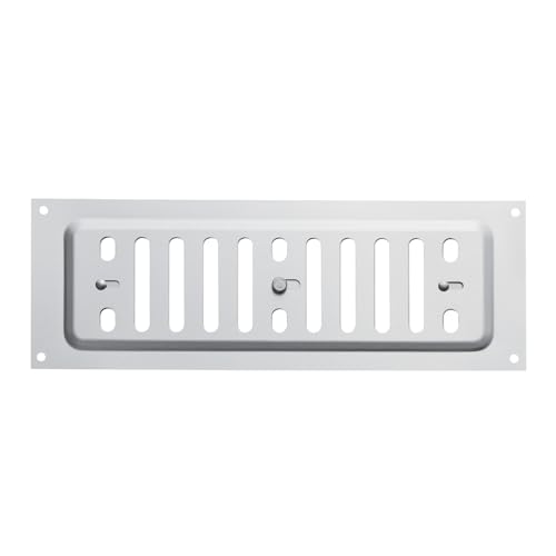 SOTECH Aluminium Lüftungsgitter verschließbar (260 x 90 mm, Schlitzlochung oval) Belüftungsgitter zum Aufschrauben mit Schiebeverschluss von SOTECH
