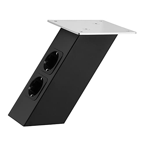 SOTECH Barkonsole schräg 170 x 80 x 70 mm in schwarz mit Schuko Steckdosen 30 Kg Tragkraft Thekenfuß Konsole von SOTECH