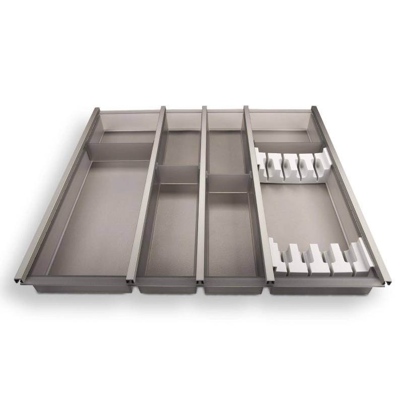 SOTECH Cuisio Besteckeinsatz 600 mm Höhe 55 mm Transluzent Graphitgrau mit Messerblock von SOTECH