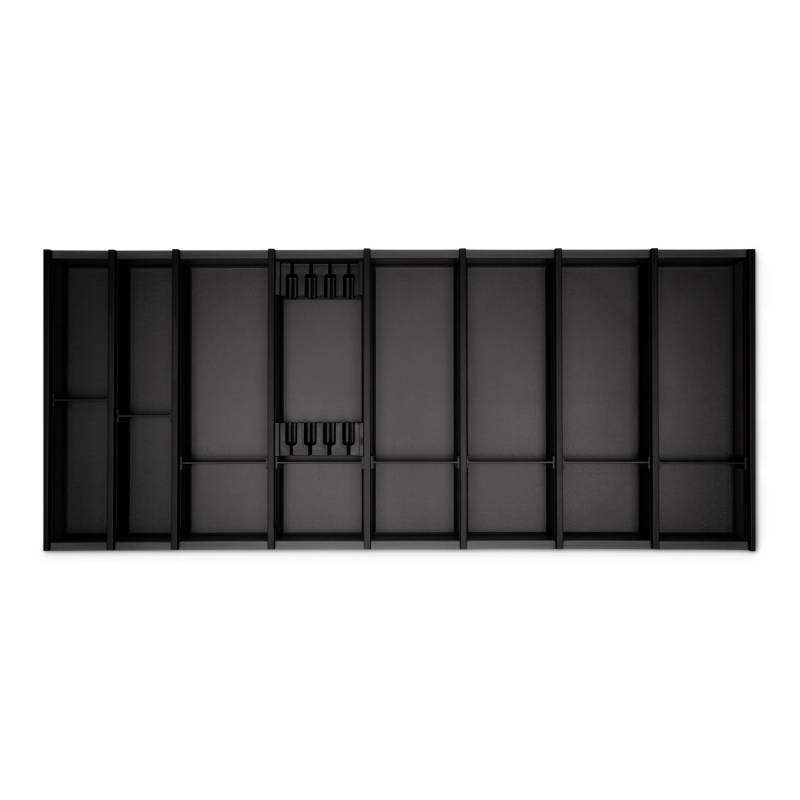 SOTECH Cuisio Besteckeinsatz Höhe 55mm Transluzent Anthrazit mit Messerblock Für Blum Legrabox 473mm Korpusbreite 1200mm von SOTECH