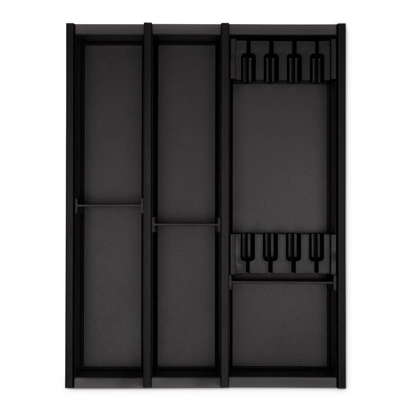 SOTECH Cuisio Besteckeinsatz Höhe 55mm Transluzent Anthrazit mit Messerblock Für Blum Legrabox 473mm Korpusbreite 450mm von SOTECH
