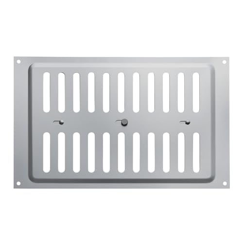 SOTECH Edelstahl SS304 Lüftungsgitter verschließbar (260 x 165 mm) Lüftungsblech mit ovaler Schlitzlochung zum Aufschrauben mit Schiebeverschluss von SOTECH