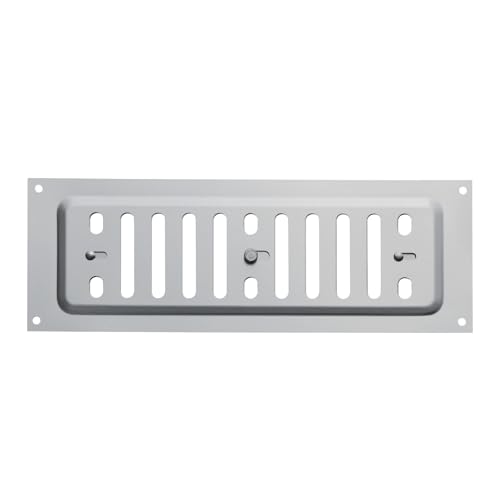 SOTECH Edelstahl SS304 Lüftungsgitter verschließbar (260 x 90 mm) Abluftgitter mit ovaler Schlitzlochung zum Aufschrauben mit Schiebeverschluss von SOTECH