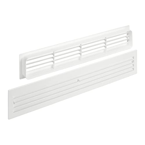 SOTECH Lüftungsgitter BRISE 457 x 92 x 17 mm hellweiß doppelseitig durchblicksicher Schlitzlochung Schlitzgitter Abluftgitter Türlüftungsgitter von SOTECH