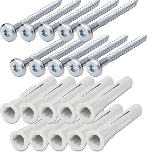 SOTECH Montageset für Aufhängeschienen K-175 bestehend aus 10 Schrauben 5,5 x 60 mm mit besonders großem Schraubenkopf (Ø 13 mm) und 10 Dübel Ø 8 mm von SOTECH