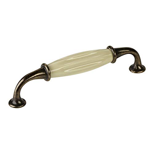 SOTECH Porzellangriff META Möbelgriff Porzellan Cremeweiß Bronze Finish BA 128 mm von SOTECH