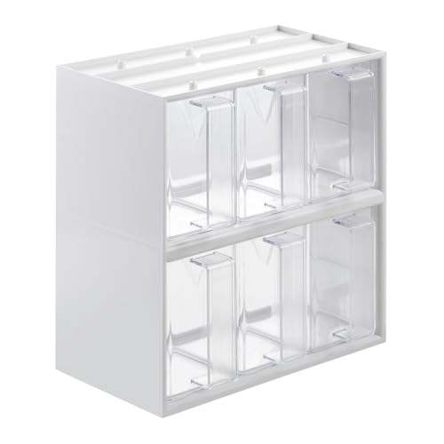 SOTECH Schüttenkasten Set 267 x 292 x 150 mm weiß mit 6 Schütten (0,9 Liter, glasklar/transparent) Mehlschütte für Oberschränke ab 300 mm Korpusbreite von SOTECH