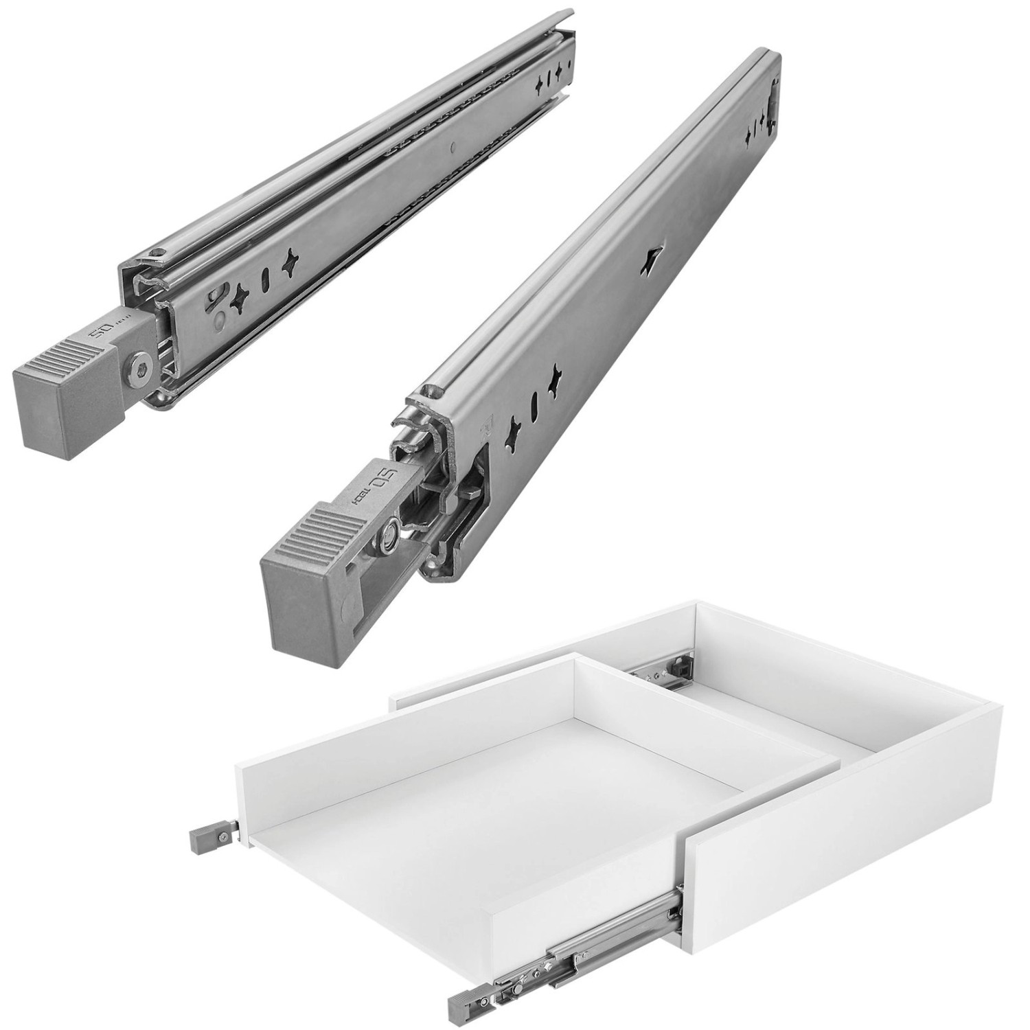SOTECH Schwerlastauszug VarioSlide KV2-100-H53-L550-EH 550 mm Lock In Out Einrastfunktion mit Grauem Hebel Schubladenschiene Belastbar bis 100 Kg SOTECH Schwerlastauszug VarioSlide KV2-100-H53-L550-EH 550 mm Lock In Out Einrastfunktion mit Grauem Hebel Schubladenschiene Belastbar bis 100 Kg von SOTECH