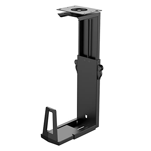 SOTECH Unterbau PC-Halter III mit 360-Grad-Drehung (Höhenverstellung 340–550 mm, Breitenverstellung 152–247 mm, bis 15 kg Tragkraft, schwarz) Tisch-Halterung mit Schnellverschluss für große Gamer PC's von SOTECH