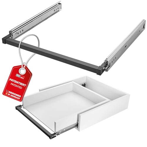 SOTECH VarioSlide Pat. Schubladenauszug Komplettset Schwerlastauszug KV2-100-H53-550 EH 550 mm bis 100 kg Einhandverriegelung schwarz eloxiert für Schubladen ohne Front bis 1200 mm Breite, Caravan, SOTECH VarioSlide Pat. Schubladenauszug Komplettset Schwerlastauszug KV2-100-H53-550 EH 550 mm bis 100 kg Einhandverriegelung schwarz eloxiert für Schubladen ohne Front bis 1200 mm Breite, Caravan, von SOTECH